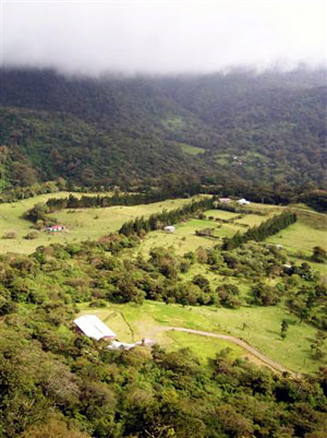 The lodge is right at the bottom of the forested reserve hills with San Luis farmland opening out below it.